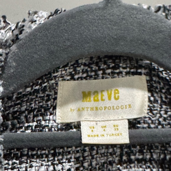 Maeve Anthropologie Lady Jacket - Channel  Vibe Size 0 Black and White Tweed - Picture 8 of 8